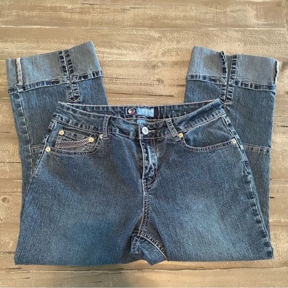 Duck Head jeans Co. Stretch Premium Capri’s Size 8 Blue Cuffed - Picture 2 of 5